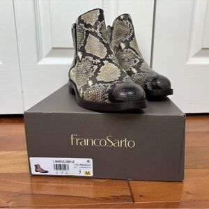 Franco Sarto Grey Snake-Print Chelsea Boot size 7 new in box